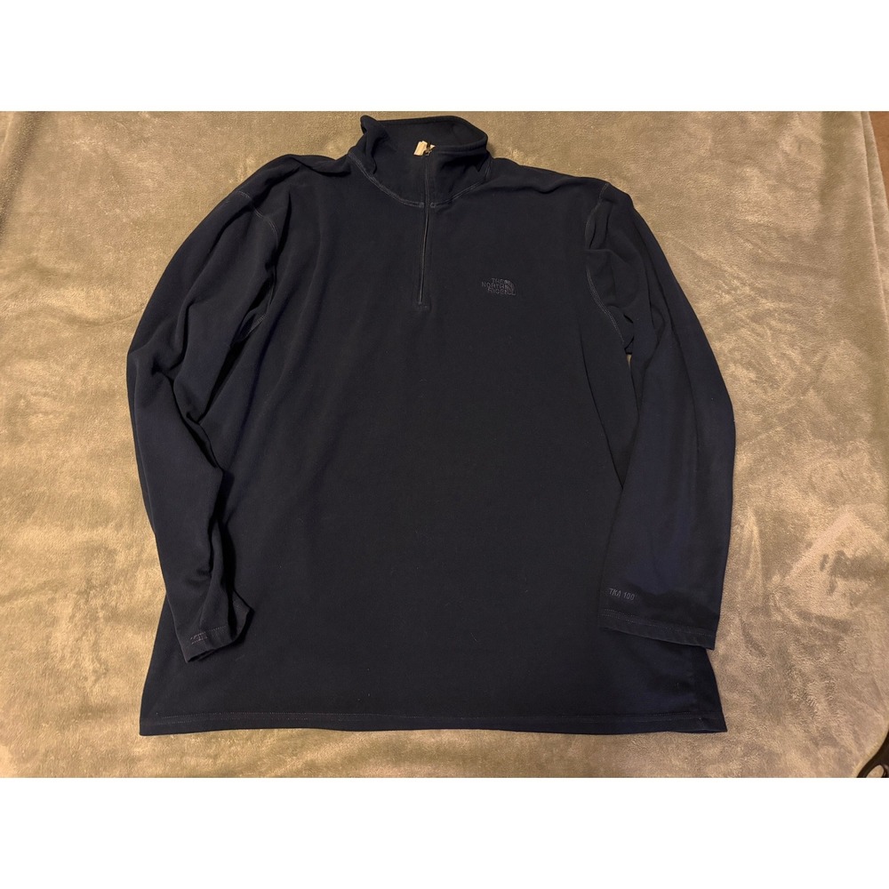 The North Face TKA 100 Fleece Pullover Mens XXL Navy Blue 1/4 Zip Sweater‎